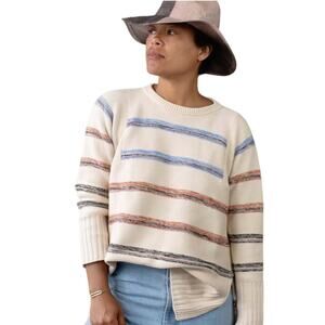 APIECE APART Baja Oversize Crew Sweater Cotton Knit Light Stripe Women's XS
